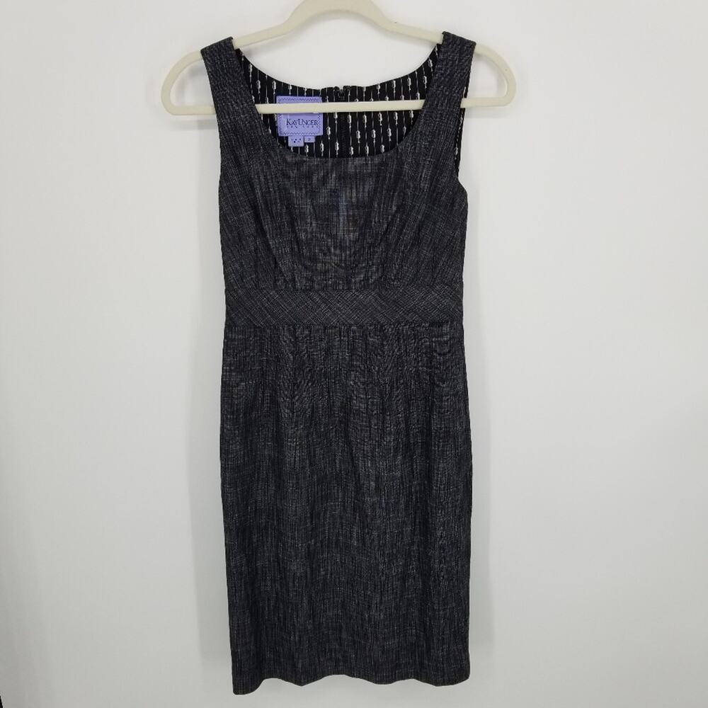 Kay Unger Sheath Dress 2 Sleeveless Basket Weave Textured Cotton Cocktail‎ Work